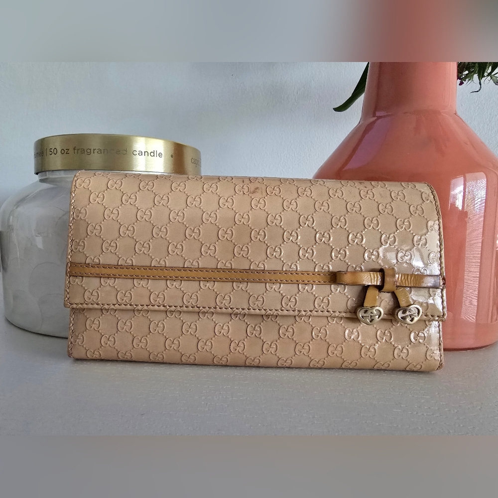 Gucci Micro Guccissima Patent Leather Long Wallet With COA
